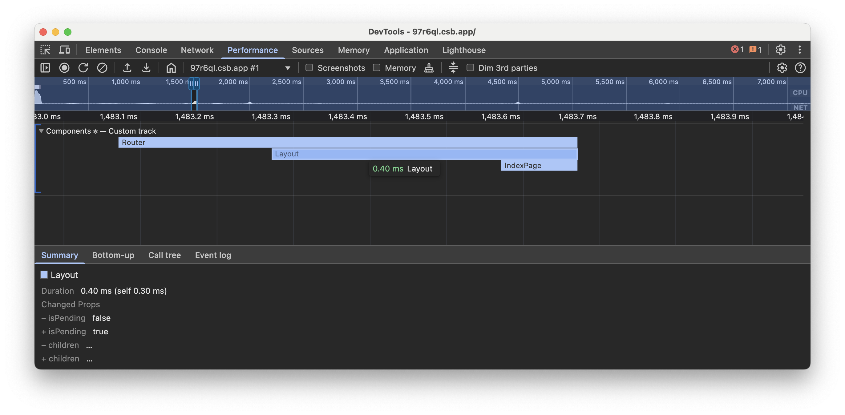 Components track: changed props