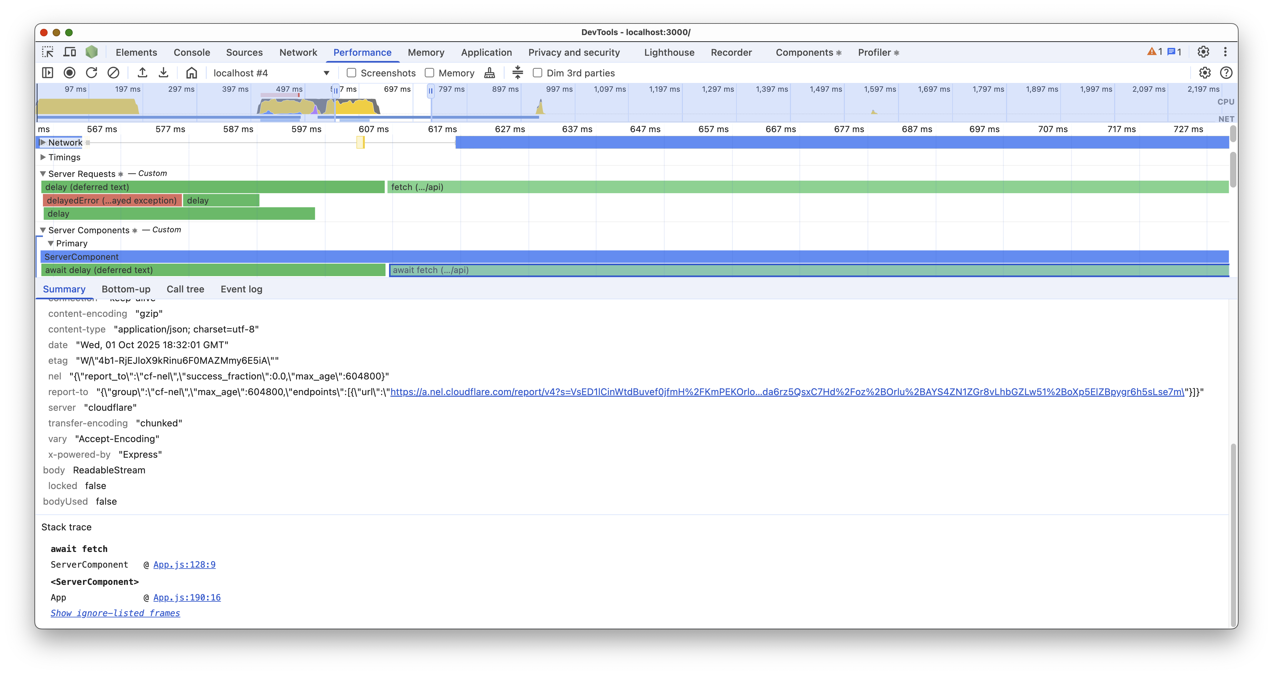 React Server Performance Tracks